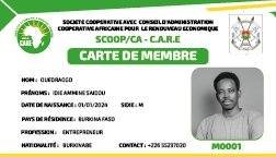 SCOOP-CA CARE – Coopérative Africaine pour le Renouveau Économique — Business Card 00