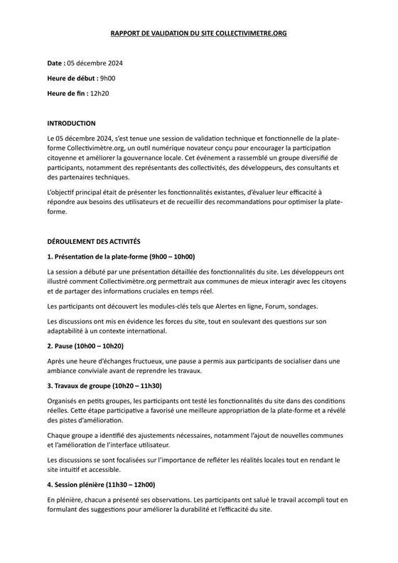 Collectivimètre.org (Oxfam & partenaires) — RAPPORT DE VALIDATION DU SITE COLLECTIVIMETRE ok