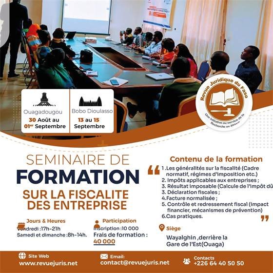 Revue Juridique du Faso — Formation RJF 01