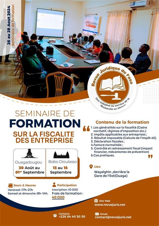 Revue Juridique du Faso — Seminaire de formation RJF 004
