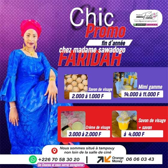Chic Promo chez Madame Sawadogo Faridah — Mme farida sawadogo